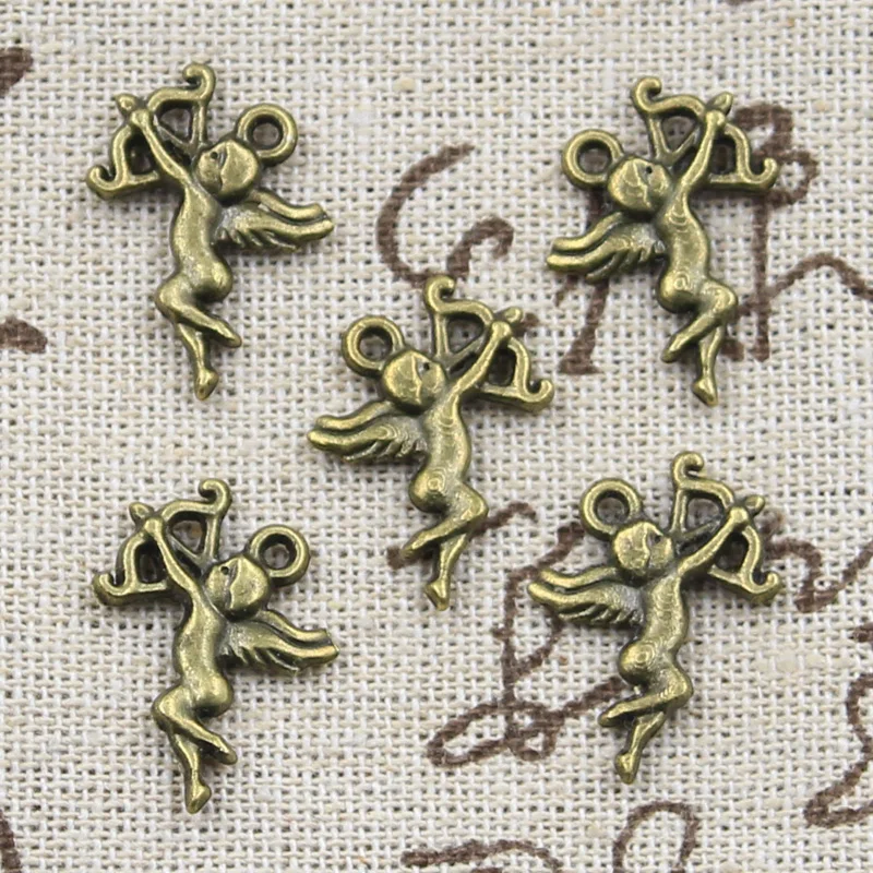 30pcs Charms Love Angel Cupid 20x15mm Antique Silver Color Pendants DIY Necklace Crafts Making Findings Handmade Tibetan Jewelry