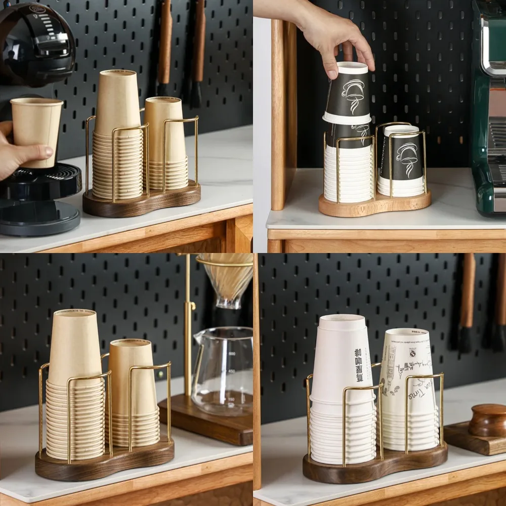 

Elegant and Stylish Modern Wooden Cup Holder Stand Shelf - Sleek and Chic Rack for Disposable Water and Tea Mugs - Functional Or