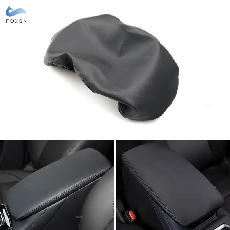 Black Microfiber Leather Car Styling Interior Center Control Armrest Box Cover Trim For Mazda CX-30 CX30 2020 2021