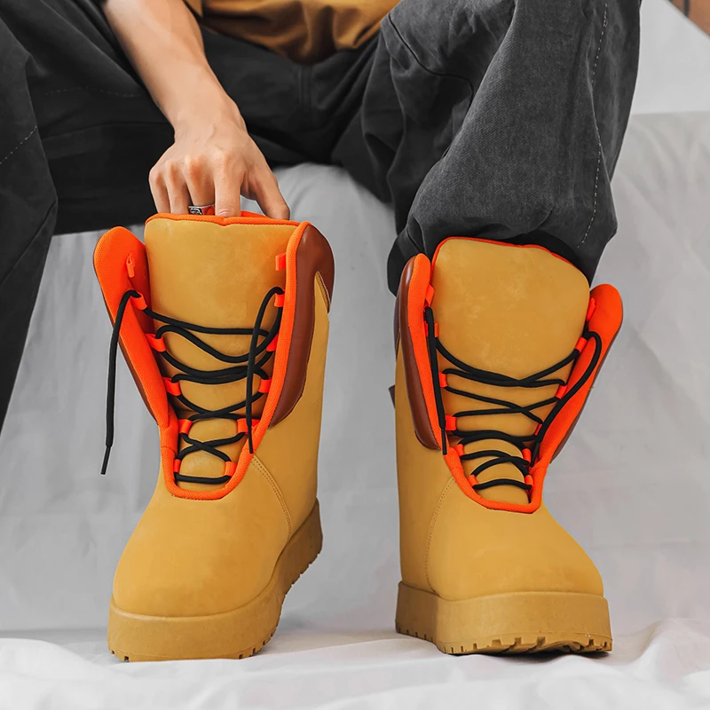 

Autumn and winter men's shoes niche design bread shoes street high top board shoes thick sole height increasing trendy boots