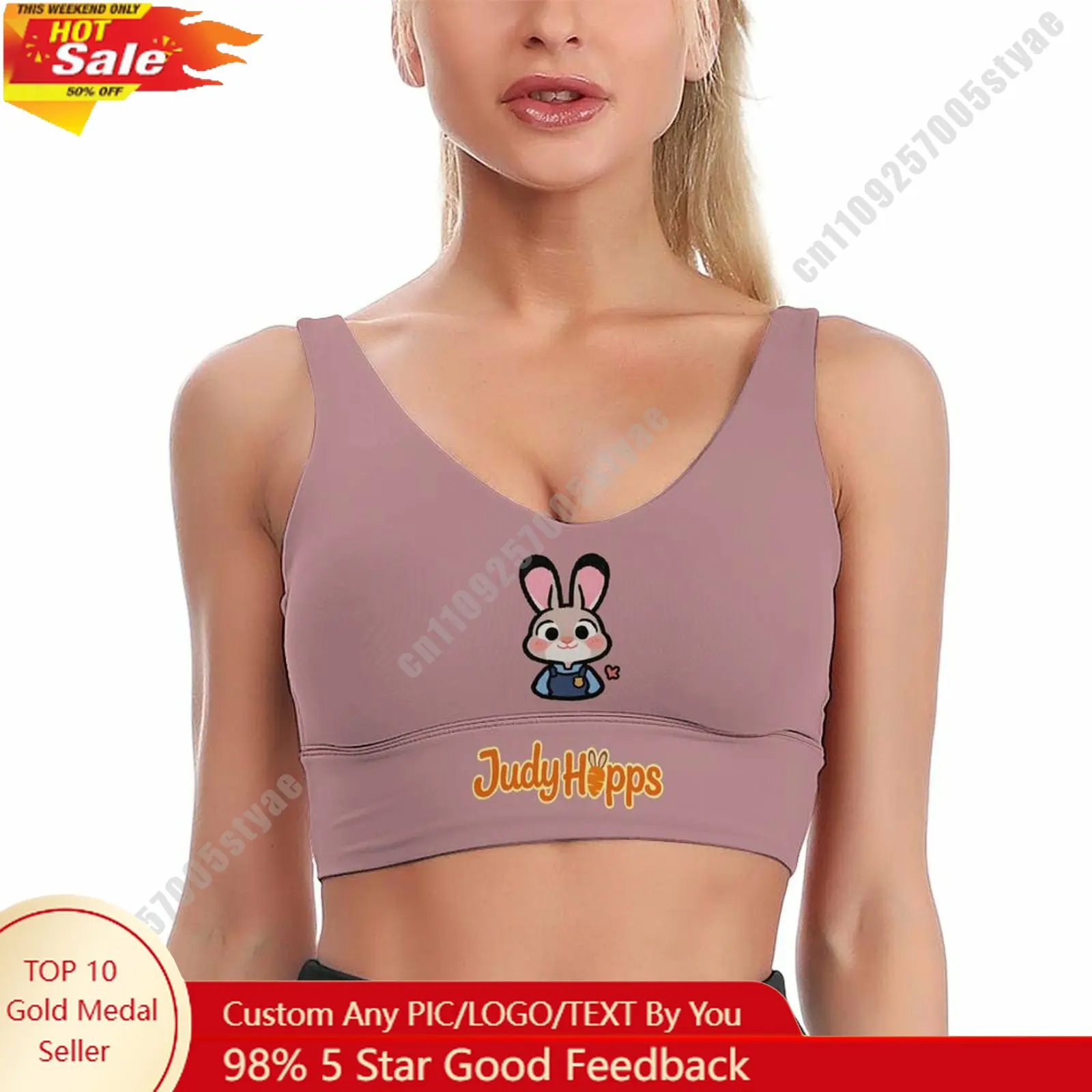 

Judy Hopps Sports Bra Disney Character Custom Breathable Underwear Running Fitness Push Up Bra Fresh Fashionable Gifts