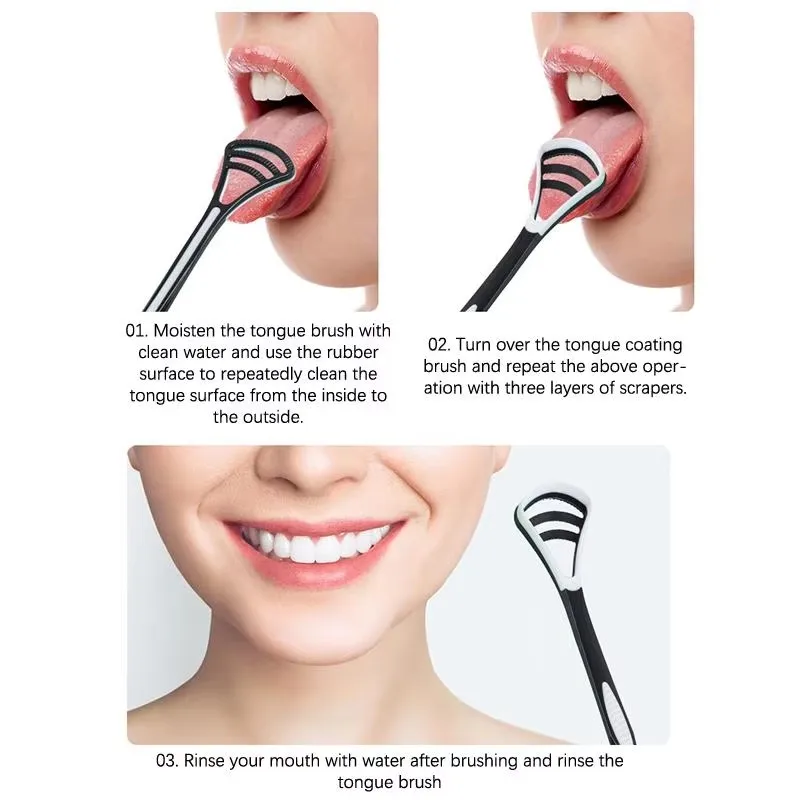 Silicone Tongue Scraper With Ergonomic Handle Double-sided Fresher Breath Tongue Cleaning Brush Oral Hygiene Tool Wholesale C758