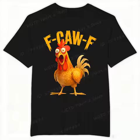 Funny F Caw F Chicken FCAWF Chicken T-Shirt Men Funny Humor Tee Shirt Crew Neck Short Sleeve T Shirts Gift Idea Clothes