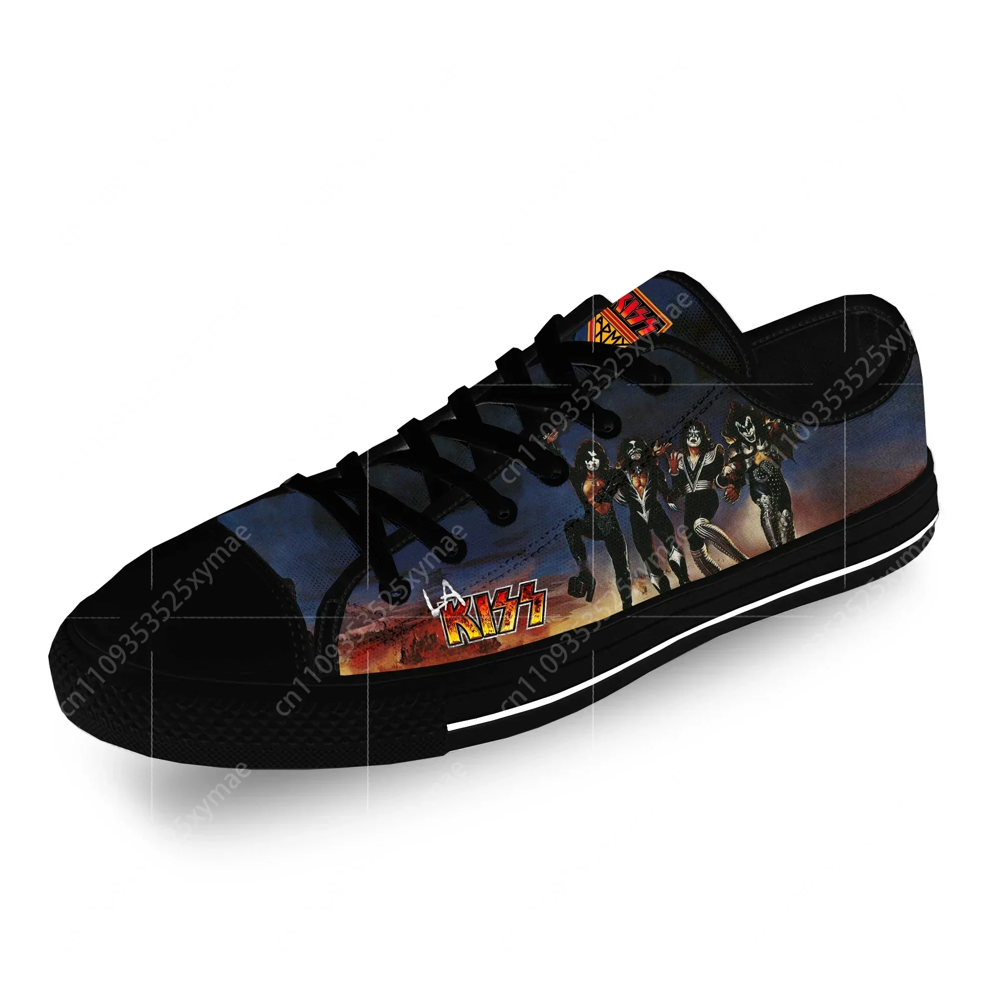 

Kiss Rock Band Heavy Metal Music Casual Cloth 3D Print Low Top Canvas Fashion Shoes Men Women Lightweight Breathable Sneakers
