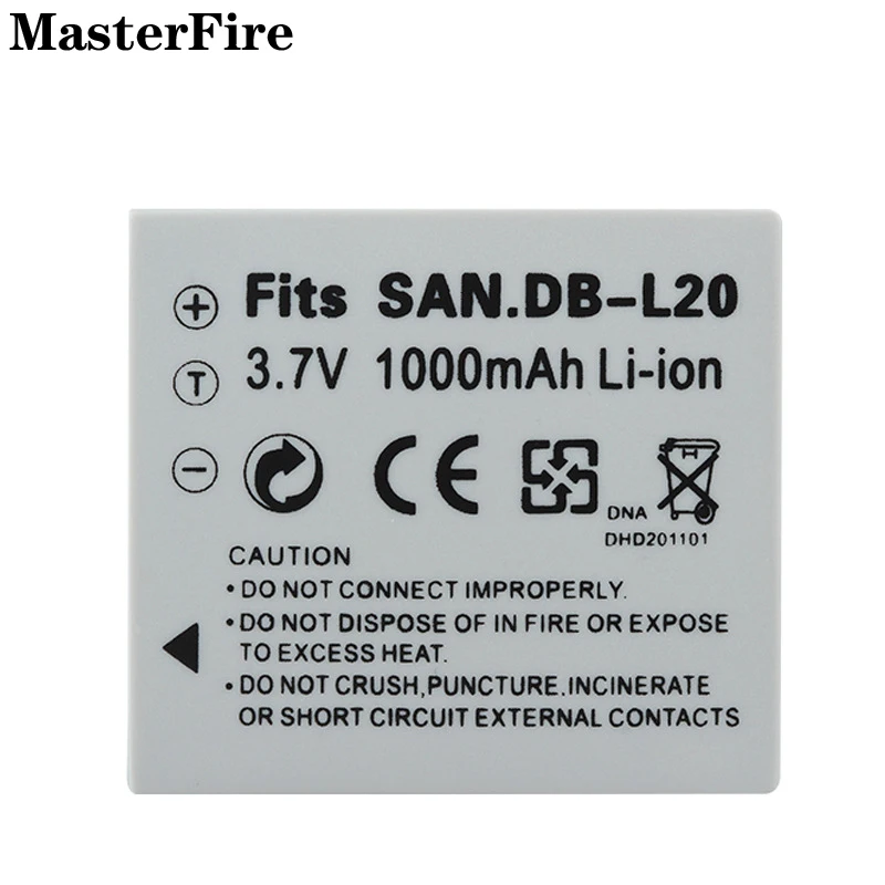 3.7V 1000mah Rechargeable Li-ion Battery DB-L20 DBL20 for Sanyo Xacti DMX-CG9 DMC-CA65 DMX-C4 DSC-E6 VPC-J4 VPC-C5 Batteries