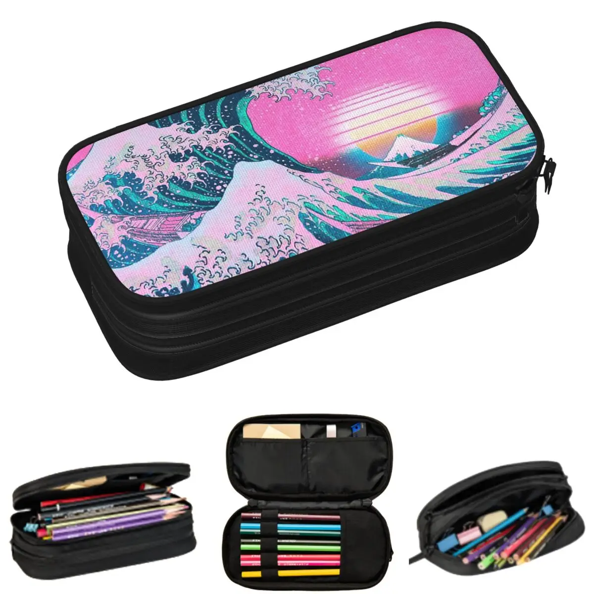 

Cute Ocean Waves And Sunset Pencil Cases for Students Gifts Pen Box Pencil Bag Large Storage Pencil Pouch