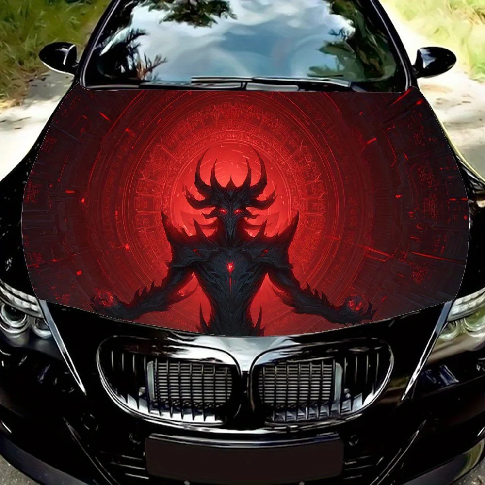 

Наклейки на капот автомобиля Hellfire Demon, водонепроницаемые самоклеящиеся, устойчивые к царапинам, легко приклеиваемые, прочные автомобильные наклейки из ПВХ, автомобильный деко