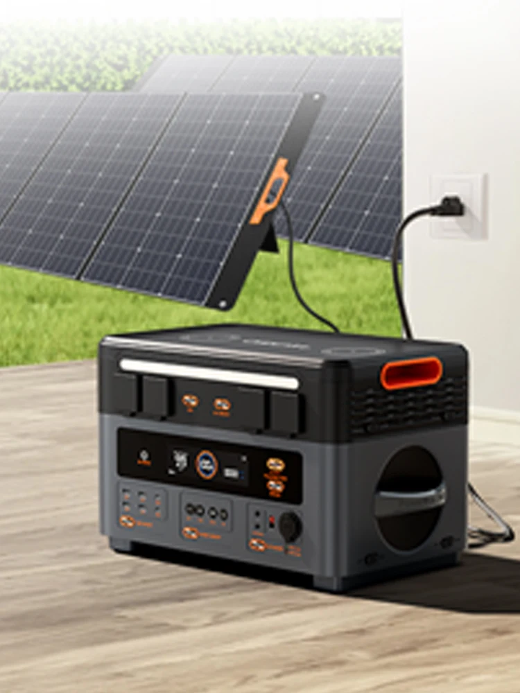 OSCAL PowerMax 2400 Pro Tragbare Powerstation 2400W Solargenerator mit Lautsprechern, 16 Ausgängen, 2 Wireless-Pads+ DP 100W LFP 2016Wh für Notfälle zu Hause, Camping, Wohnmobile, Off-Grid-Reisen und