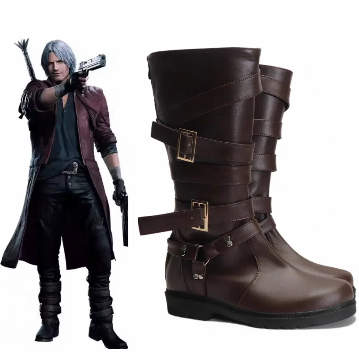 Tony Redgrave Dante Cosplay Shoes Men Halloween Cosplay Prop Tony Redgrave Dante Custom Made Boots