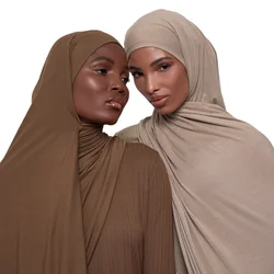Wholesale Jersey Cotton Hijab Scarf Solid Color Elastic Shawls For Women Muslim Wraps Ladies Simple Scarves Headband180*80cm