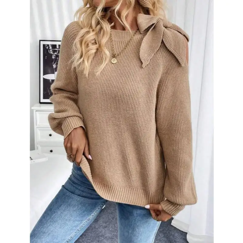 Nouveau tricots transfrontaliers asymétrique torsion oulder Long Sve femmes Ne neuf longueur manchette Coolmax fibre pull