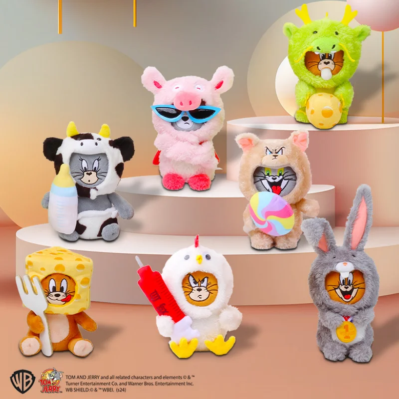 Cat And Mouse Plush Blind Box Zodiac Doll Cute Toys Collecting Figurines Trendy Ornaments Doll Surprise Box Gift