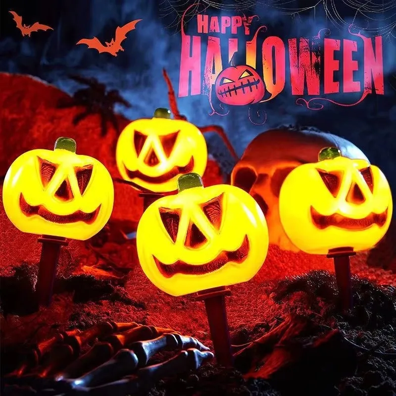 5PCS/Set Pumpkin,Ghost Solar Halloween Lights Outdoor Waterproof Pathway Light Garden Home Decoration Lamp Halloween Accessories