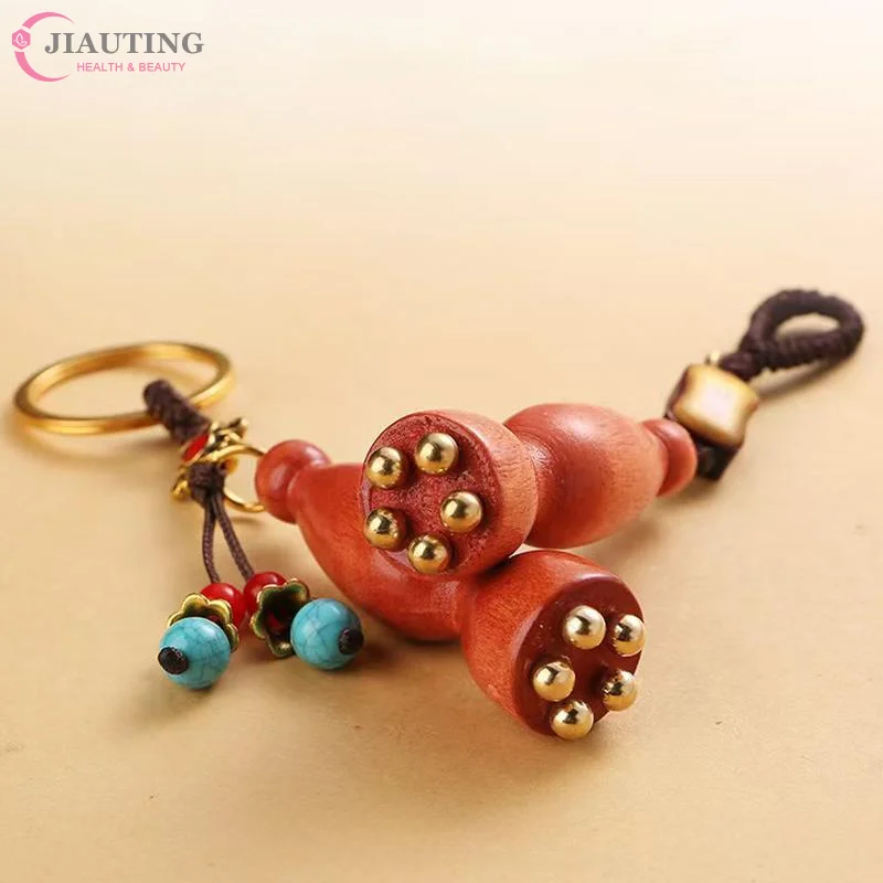 Facial Massager Lotus Seedpod Beauty Brass Wooden Facial Gua Sha Tool Eye Relaxation Spot Meridians Acupoint Massage Handheld