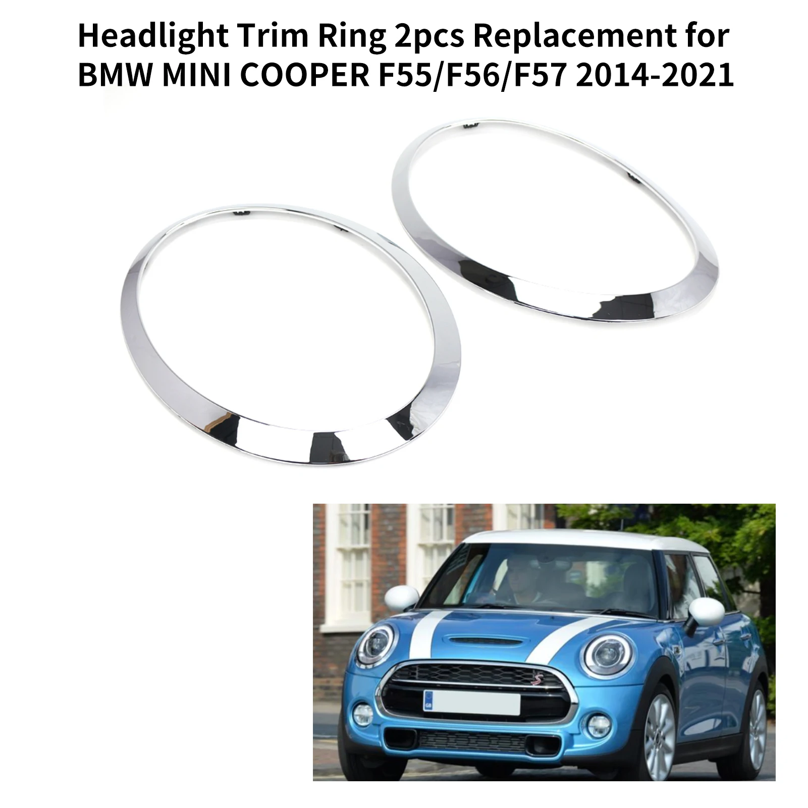 Headlight Trim Ring 2pcs For BMW MINI Cooper F55/F56/F57 2014-2021 Black Headlight Bezel Ring Trim Bezel Cover Car Accessories view 4