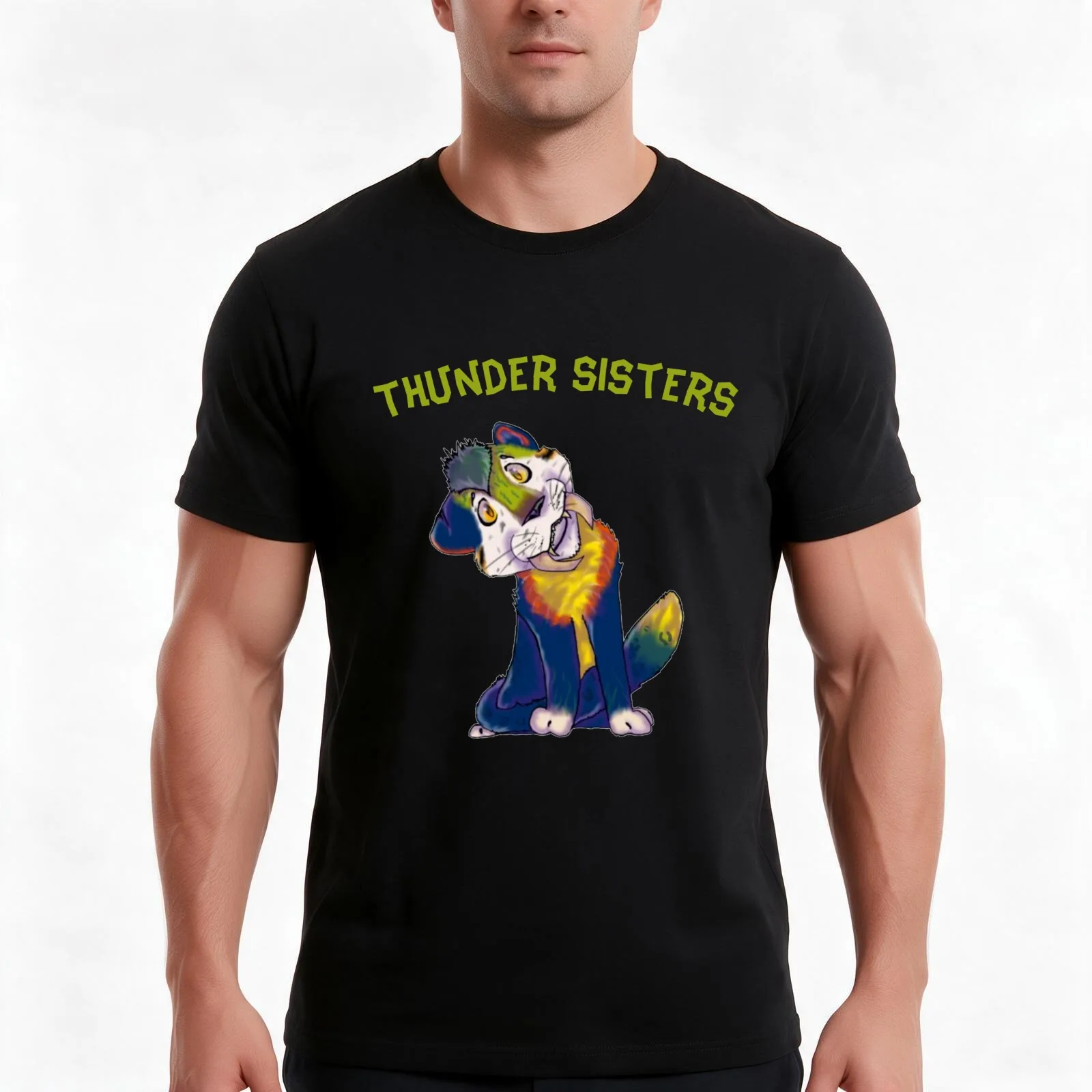 Sister Thunder T-Shirt, Summer Casual Cotton Tee, Oversized Streetwear Tops, Vintage Graphic Print, Loose Fit Short Sleeve
