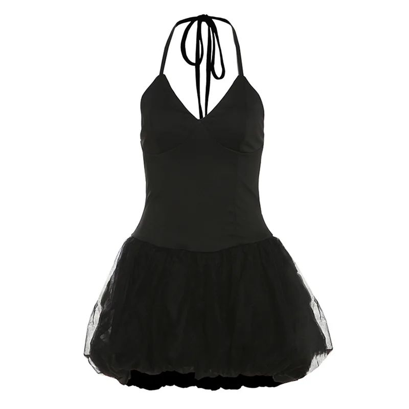 ヨーロッパとアメリカの夏の新しい黒の深いエレガントなホットガールバックレススリーブスリムドレス女性用