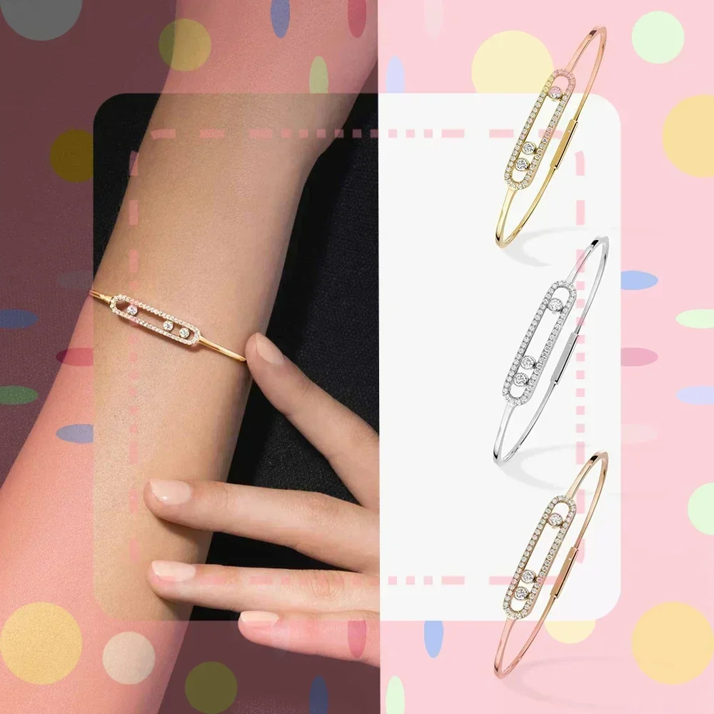 

2025 Новый женский браслет из серебра 925 пробы, классическая серия MOVE/TWIN, браслет из французского циркона, праздничные подарки, ювелирные изделия высокого качества