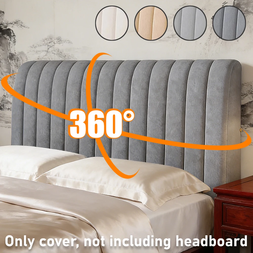 

1PC Thickened All-inclusive Bed Headboard Cover Luxury Soft Velvet Solid Color Bedside Bed Back Dust Protector Home Room Bedding