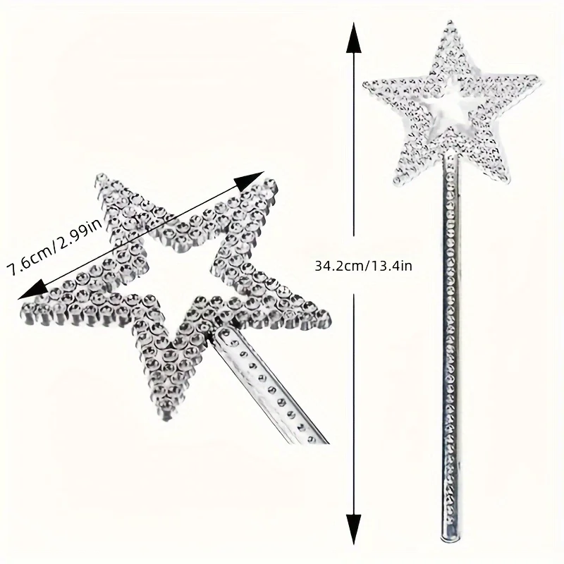 1 peça varinha de fada de princesa, varinha mágica prateada de estrela, varinha Glinda, varinha de anjo brilhante para meninas e adultos, fantasia, festa de aniversário