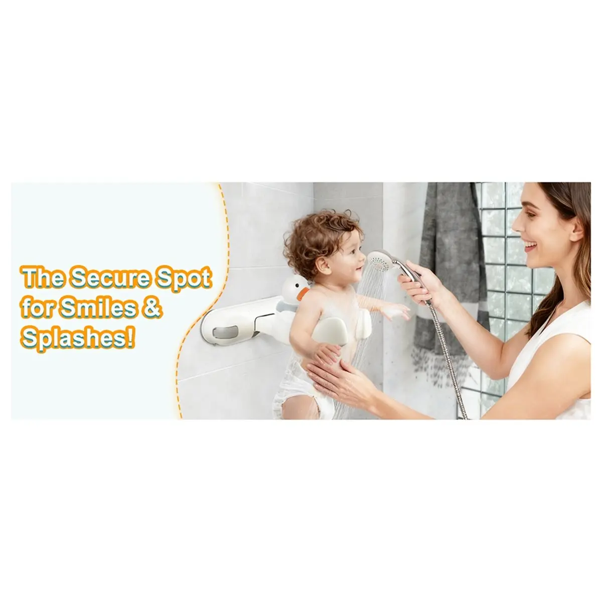 forfor Baby Bath Stand with Pressable Duck Toy No-Drill Interactive Bath Support with Non-Slip Suction Cups Adjustable Height