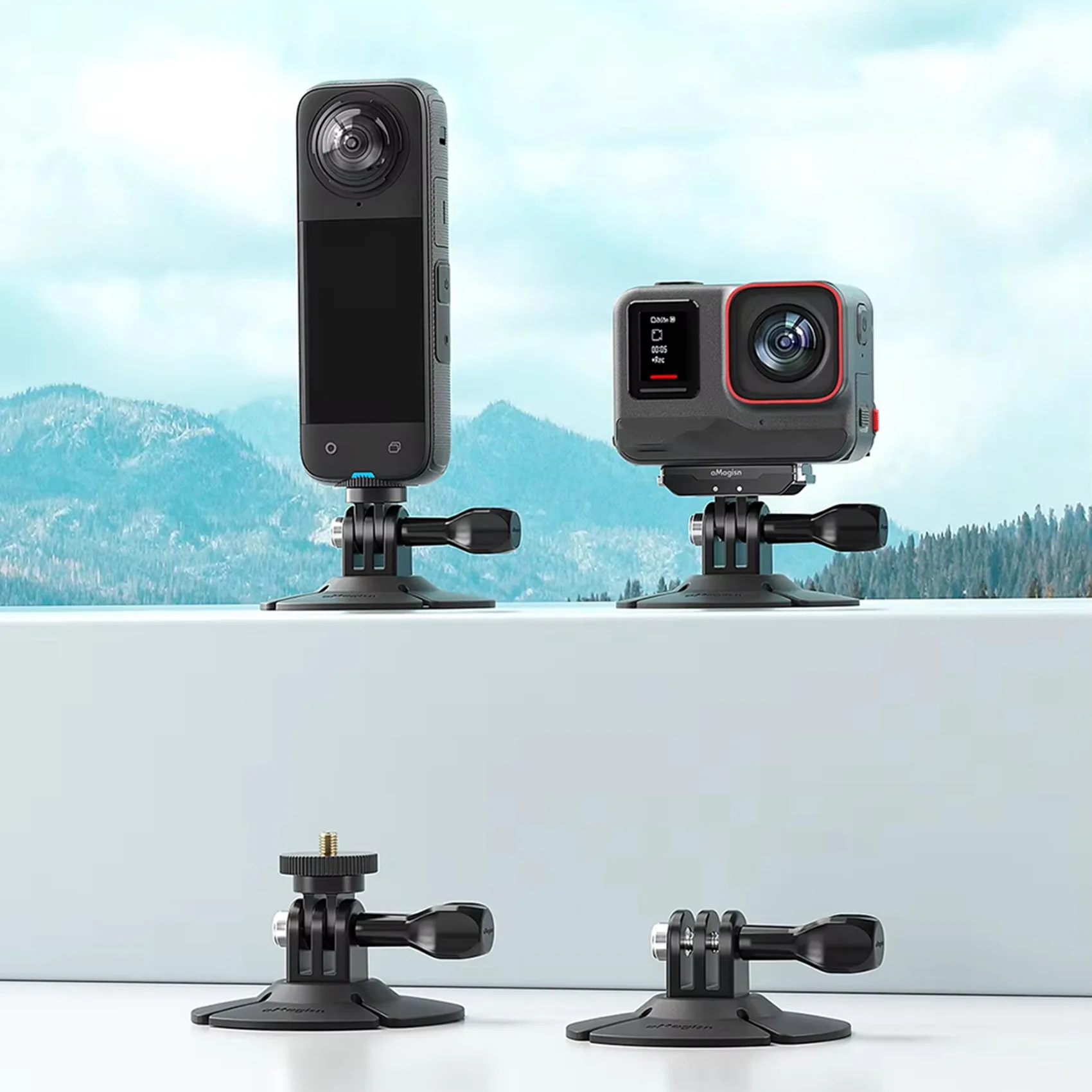 

Y69A 2X AMAGISN for Insta360 Go 3S/X4 X3/Ace Camera Flexible Adhesive Base Sticker Mount Helmet Base for DJI Action 4/Gopro