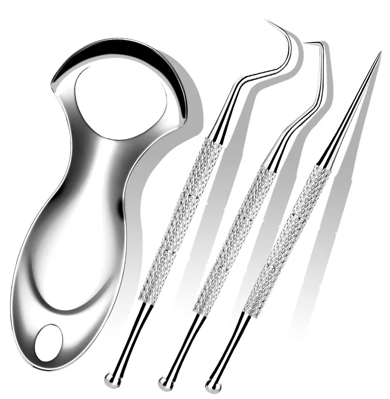 Toothpick Tongue Scraper Set Reusable Portable Stainless Steel Teeth Cleaner Oral Cleaning