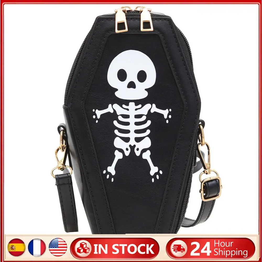 

Gothic Shoulder Bag PU Leather Coffin Shape Crossbody Bag Women Handbag Hobo Bag for Carnival Cosplay