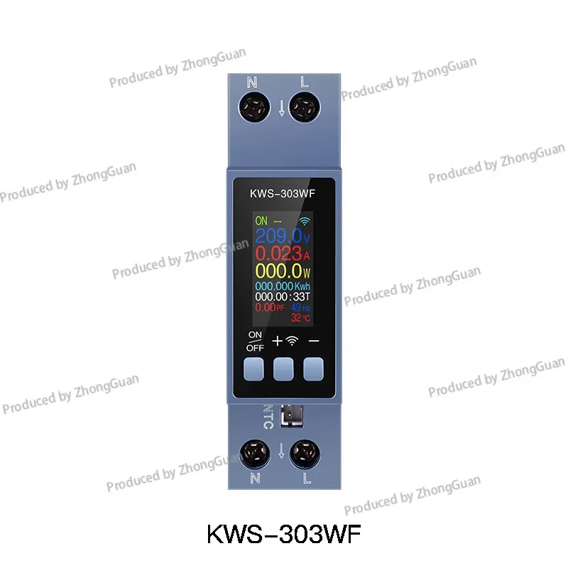 AC Digital Display Multi-function Rail Voltage Ammeter 100-290V/40A with Over Temperature and Over Current Power Failure