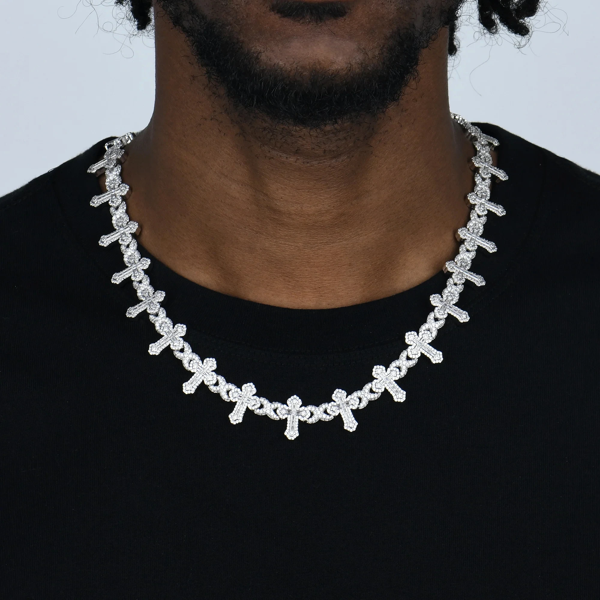 

Модное двухцветное ожерелье с крестом Iced Out для мужчин и женщин, кубинская цепочка с цирконием, ювелирные изделия в стиле хип-хоп