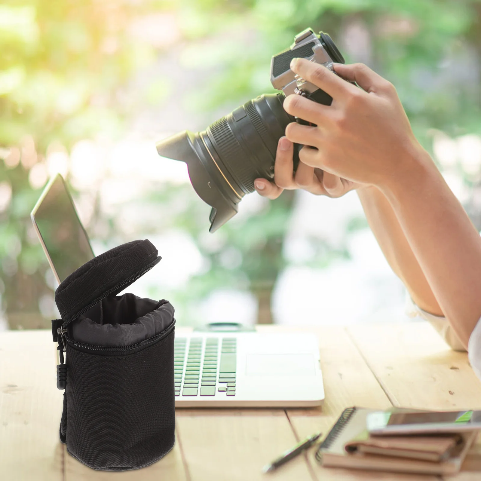 

Camera Lens Bag Premium PU Material Lightweight Compact Shockproof Water Resistant Protection for Professional Hobbyist