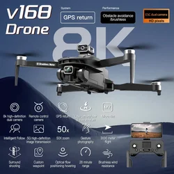 New V168 Drone Professinal Three Camera 8K Wide Angle Optical GPS Localization Four-way Obstacle Avoidance Quadcopter For XIAOMI