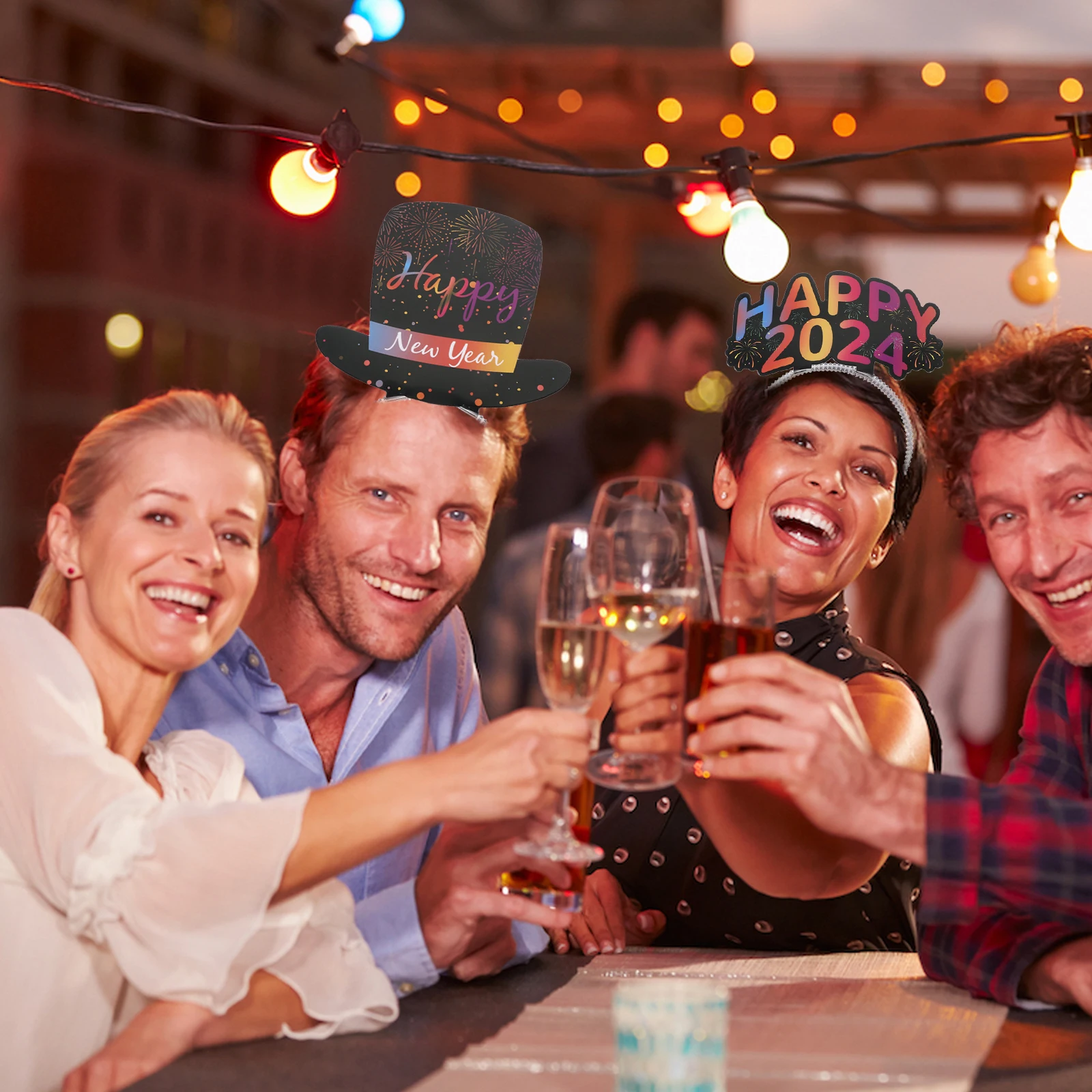 

6 Pcs New Year Headband Headwear Eve Hair Hoop Headgear Party Paper Headdress Year's