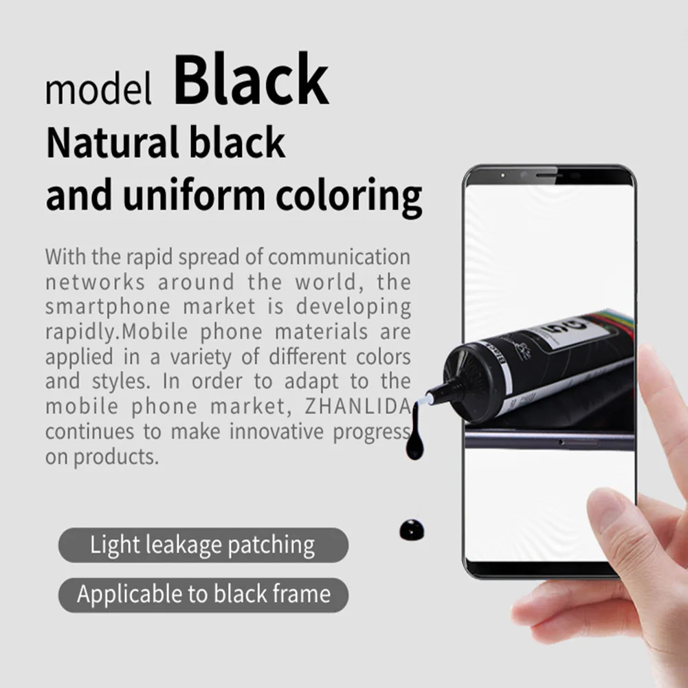 Zhanlida 5G 50ml Black Soft Strong Universal Glue for Mobile Phone Assembly Maintenance Sweet Scent Jasmine Rear Coverpening