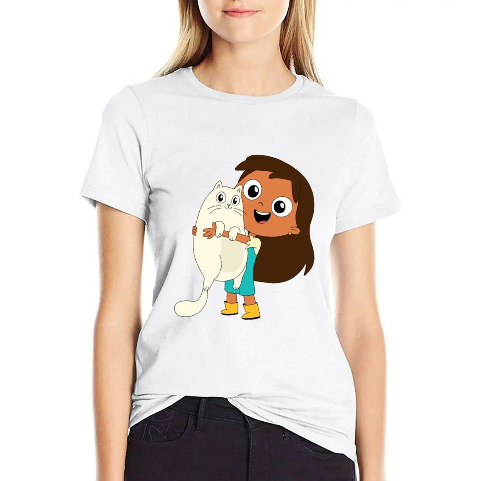 

Rosie and Gatita friends hug fan art T-shirt cute clothes summer clothes Female clothing t-shirt dress for Women sexy