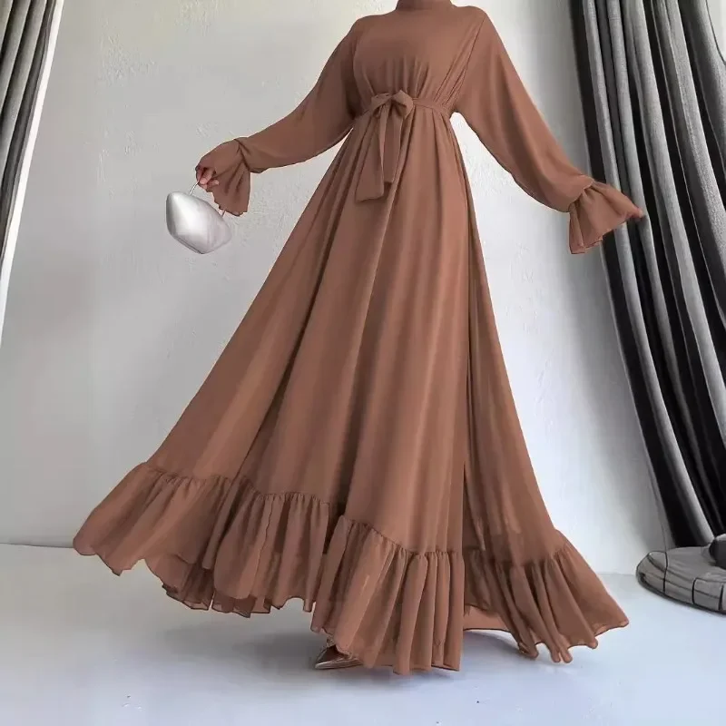 

Eid Muslim Dress Women Abaya Jalabiya Sashes Ramadan Morocco Dubai Abayas Modest Arab Long Robe Kaftan Islam Party Vestidos
