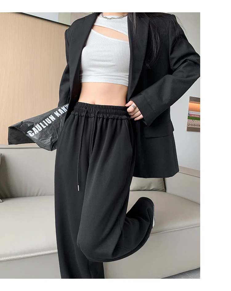 

Grey Sport Wide Leg Pants for Women in Autumn 2025 High Waisted Loose Hanging Straight Leg Lazy Style Casual Sweatpants