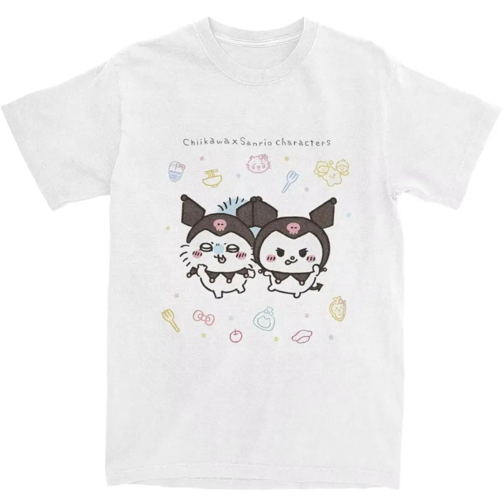 

MINISO Men T Shirt Anime Chiikawa T-Shirts Harajuku Japan Summer Tee Shirt Y2K Cotton Clothing Soft Breathable and Skin-friendly