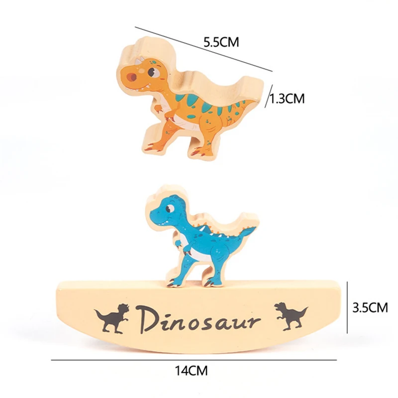 Montessori dinossauro de madeira empilhados alta blocos de construção jogo equilíbrio animal pré-escolar educação infantil brinquedos para crianças