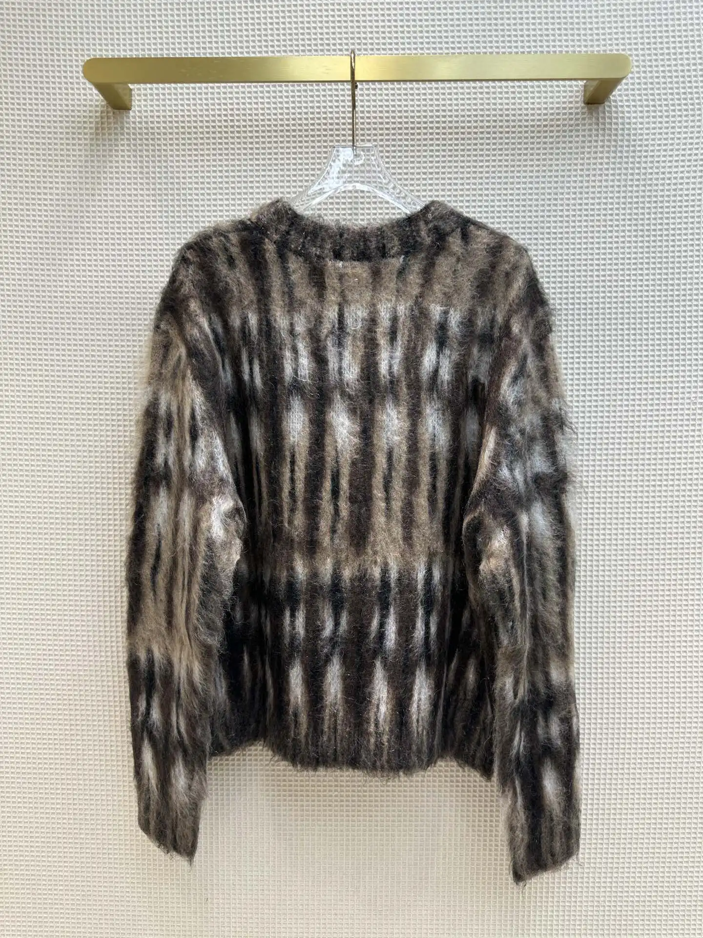 Women's Clothing vintage color vertical brushed jacquard mohair sweater No.12