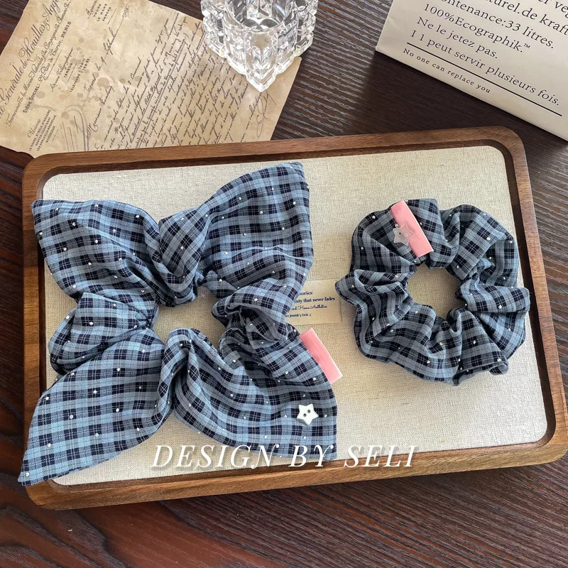 

Резинка для волос в клетку со звездами, заколка для волос в клетку, французская весенне-летняя резинка для волос, украшение для волос, резинка для волос