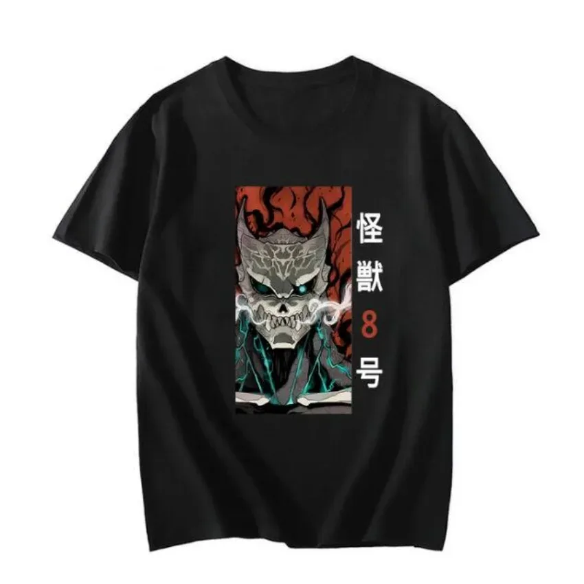 

Camiseta extragrande para homens e mulheres, anime mangá, kaiju, manga curta, camisetas gráficas de algodão, tops harajuku, 2024