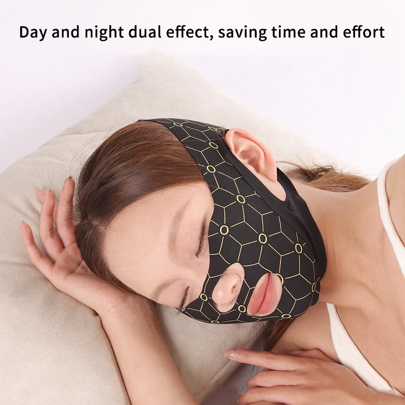 弾性V字型マスクストラップ ダブルプレス フェイススカルプティングマスク 二重あご軽減 フェイススリミングバンデージ フェイスリフトデバイス