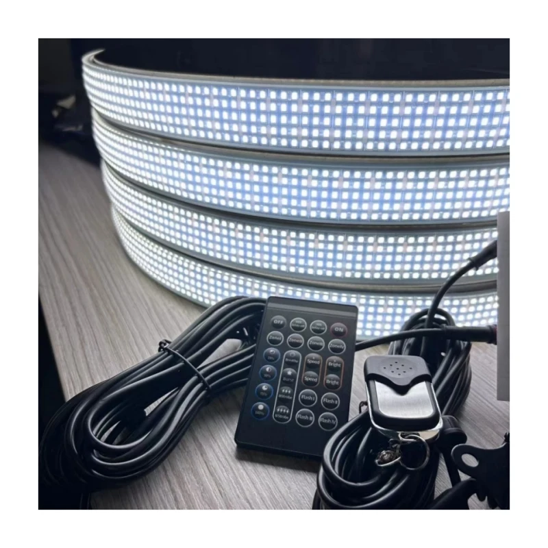 DC12V 17 Inch 5 Row Light Emitting Diode Pure White Wheel Light Truck Waterproof IP68 Rim Light Kit with 2 Remote Controls