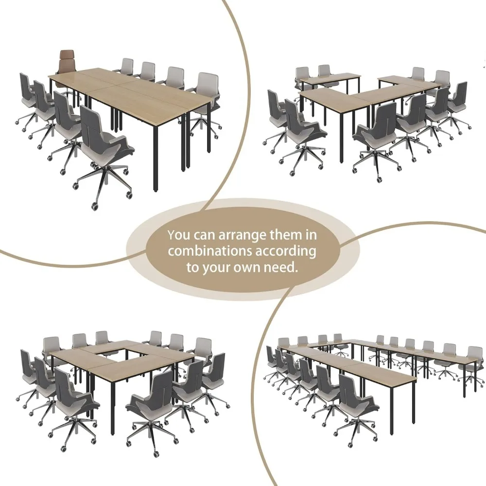 4PCS Conference Tables 8FT Computer Desk Study Writing Podcast Table for Meeting Room Conference Room for 10 People