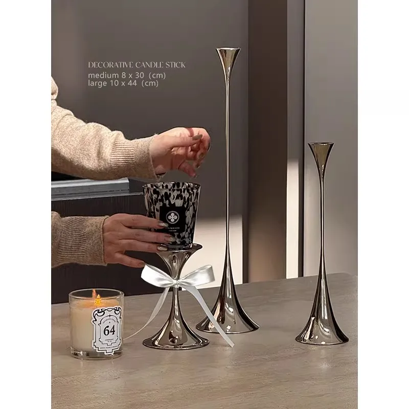 Luxury Art Home Living Room Table Decoration Romantic Candlelight Dinner Ornament Branch-Like Stainless Steel Metal Candlestick