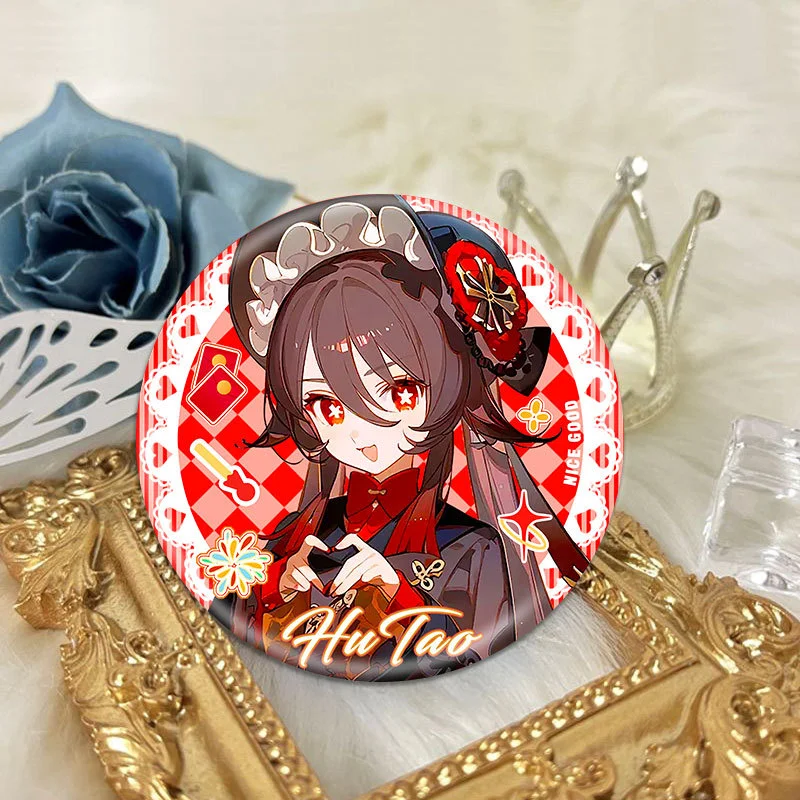 1PC Anime Game Genshin Furina Nahida Hutao New Year Badges Brooches Women Clothes Scarves Pins Decorations Boy\'s Beautiful Gifts