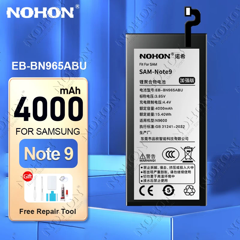 NOHON EB-BN965ABU Battery for Samsung Galaxy Note 9 Note9 N9600 SM-N9600 N960 N960U SM-N960F SM-N965F Replacement Batteries