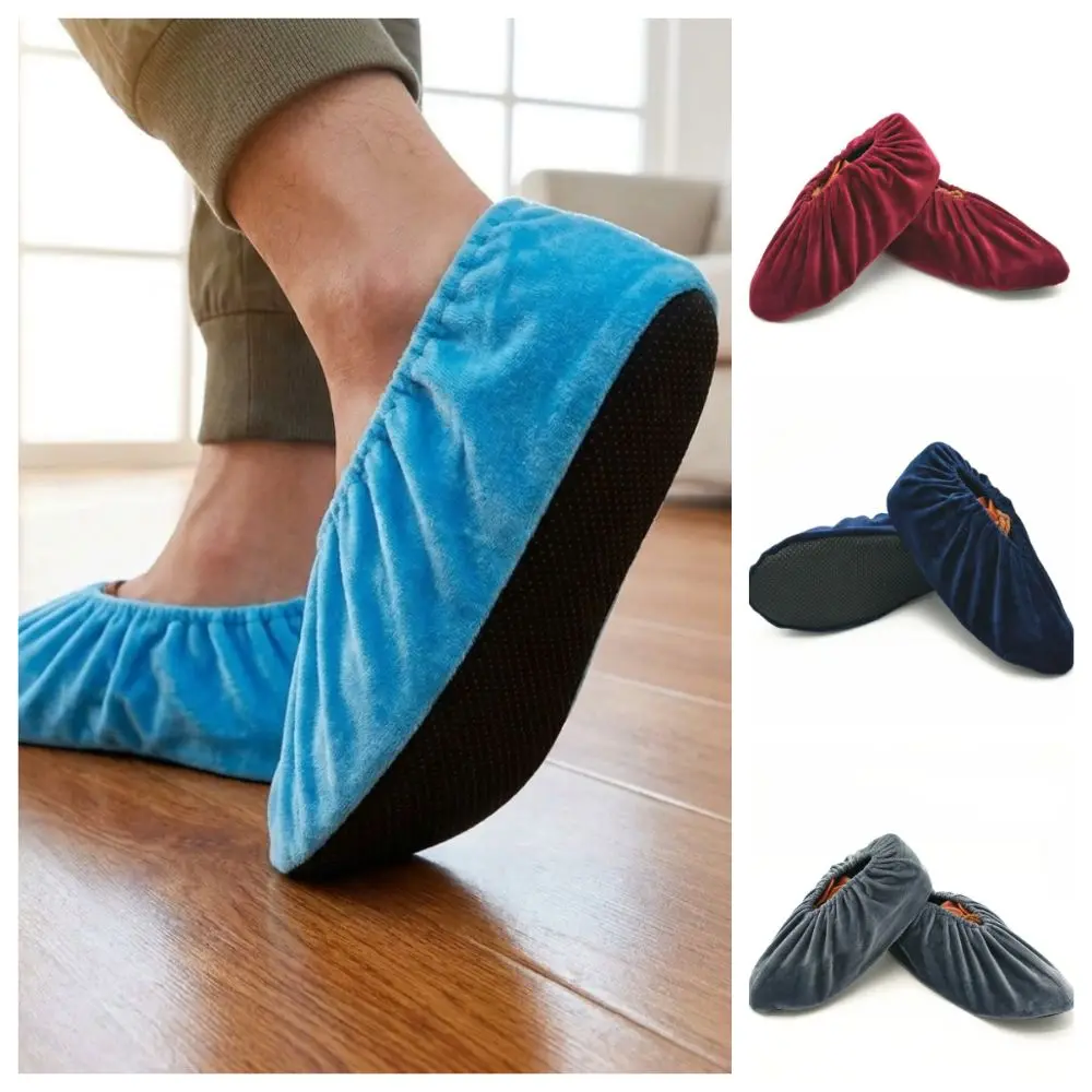 3Pairs Reusable Non Slip Shoe Covers Elastic Durable Short Fabric Overshoes Anti Dirty Slip-on Booties Cover Machine Room