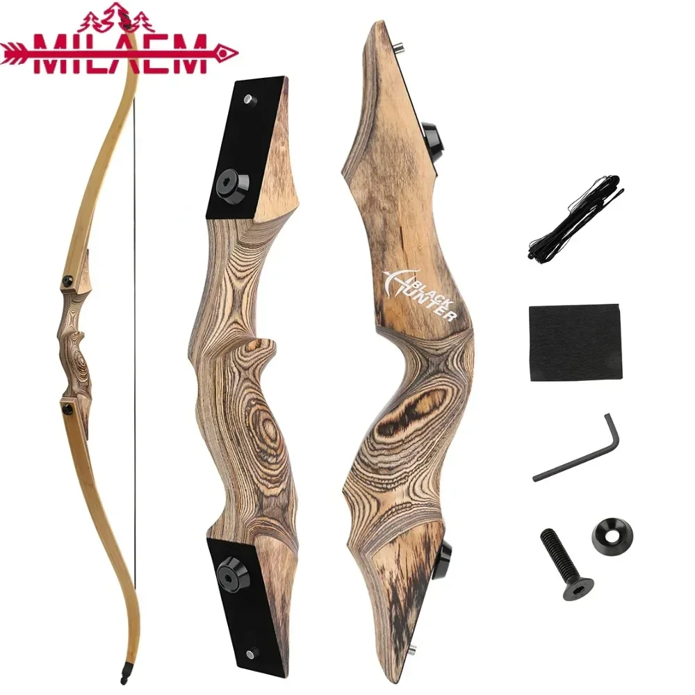 

Fitness Bow And Arrow,Recurve Bow 60inch 20-60lbs Archery Bow Hunter Bamboo Core Limb Split Takedown R/L Hand Outdoor Sports